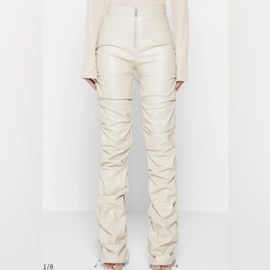 Maniere De Voir Tacked Leather Flared Trousers